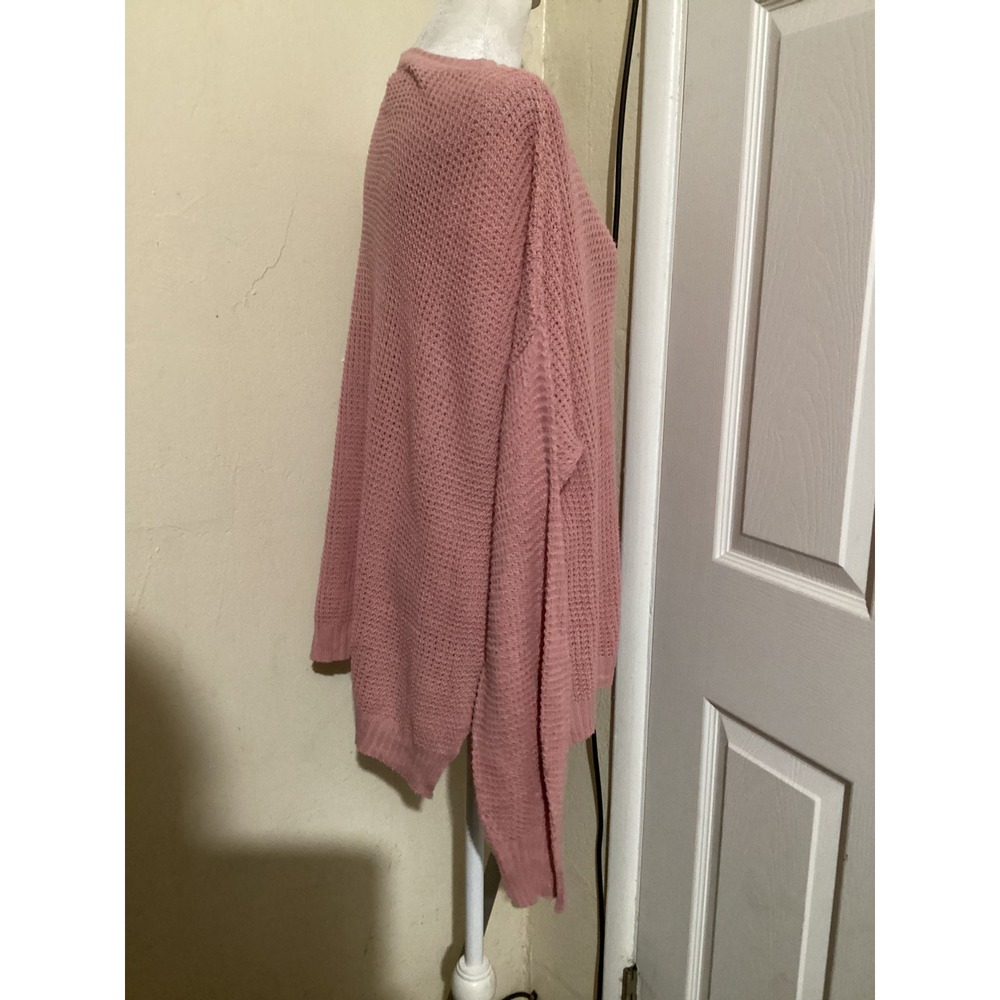 American Eagle Pink Waffle Knit Button Neck Pullover Sweater Size S - Picture 3 of 7